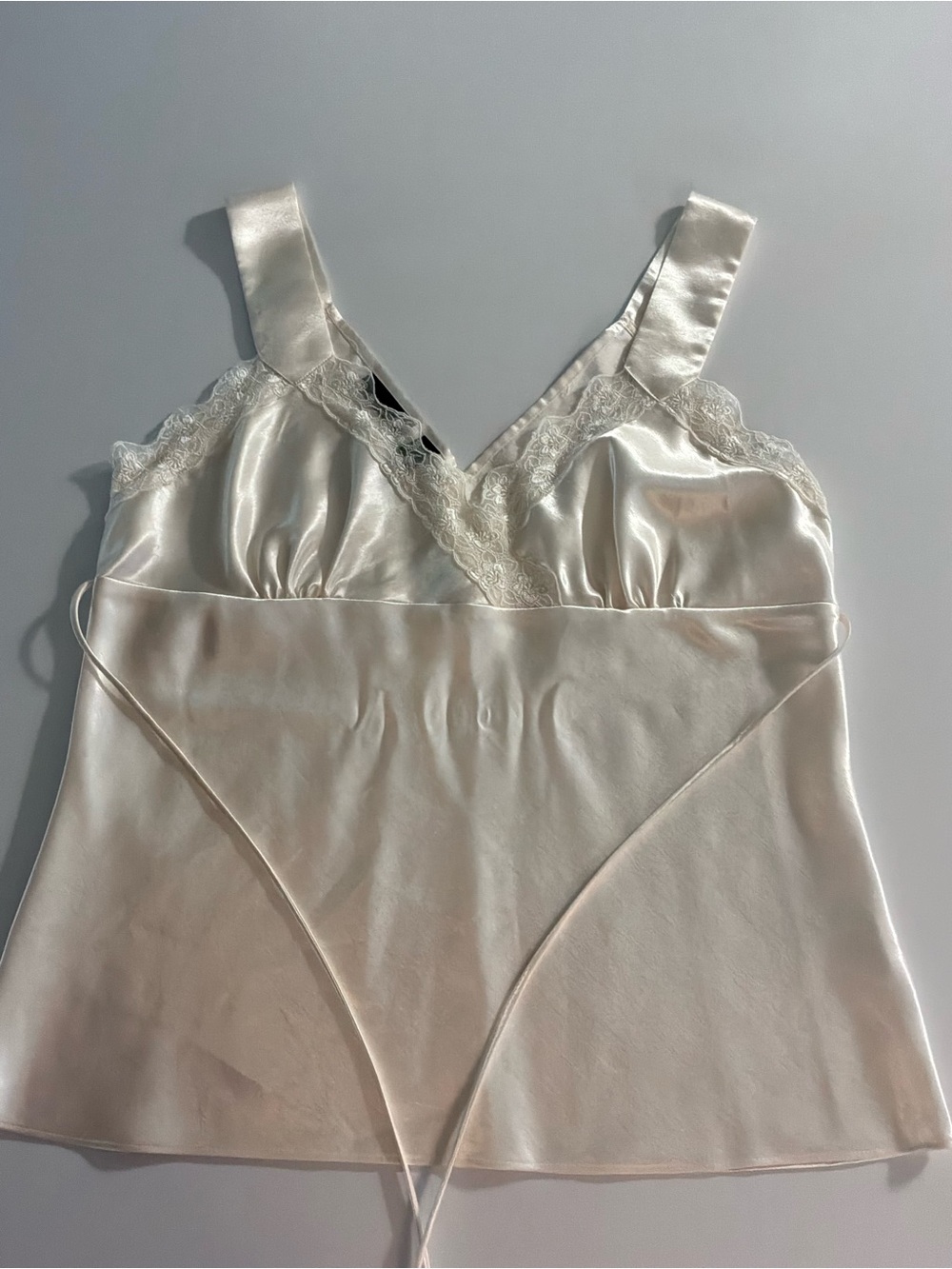 Apostrophe Satin Lace-Trim Ivory Camisole, Y2K
